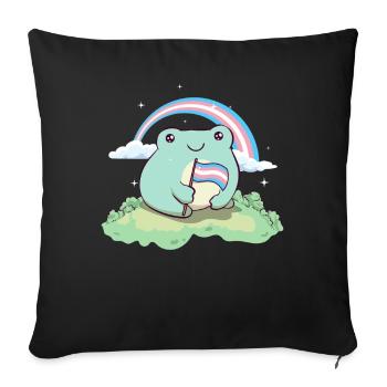 Transgender Pride Trans Flag Frog Subtle LGBTQ - Sofa pillowcase 17,3'' x 17,3'' (45 x 45 cm) - black - Front
