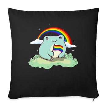Gay Pride Rainbow Flag Mignonne Grenouille - Housse de coussin décorative 45 x 45 cm - noir - Devant