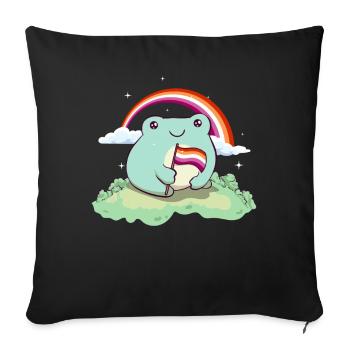 Lesbian Pride Flag Cute Frog Subtle LGBTQ - Sofa pillowcase 17,3'' x 17,3'' (45 x 45 cm) - black - Front