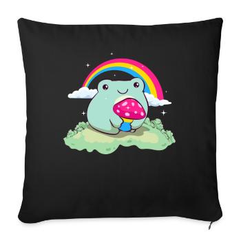 Pansexual Pride Pan Flag Cute Frog Mushroom Subtle - Sofakissenbezug 45 x 45 cm - Schwarz - Vorne