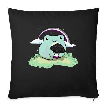 Asexual Pride Ace Flag Cute Frog Mushroom Subtle - Sofakissenbezug 45 x 45 cm - Schwarz - Vorne