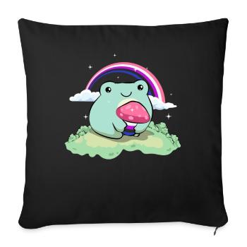 Genre Fluid Pride Flag Mignon Grenouille Champignon Subtil - Housse de coussin décorative 45 x 45 cm - noir - Devant