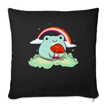 Lesbian Pride Flag Mignon Grenouille Champignon Subtil LGBT - Housse de coussin décorative 45 x 45 cm - noir - Devant