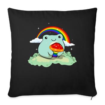 Gay Pride Rainbow Flag Mignonnes Grenouilles - Housse de coussin décorative 45 x 45 cm - noir - Devant