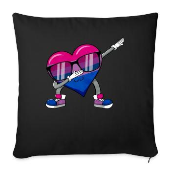 Bi Stolz Bisexuell Flagge Valentinstag Herz - Sofakissenbezug 45 x 45 cm - Schwarz - Vorne