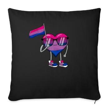 Bi Stolz Bisexuell Flagge Herz Subtil LGBTQ - Sofakissenbezug 45 x 45 cm - Schwarz - Vorne