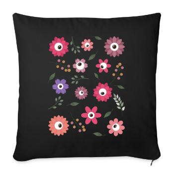 Weirdcore Aesthetic Floral Eyes Pattern - Sofa pillowcase 17,3'' x 17,3'' (45 x 45 cm) - black - Front