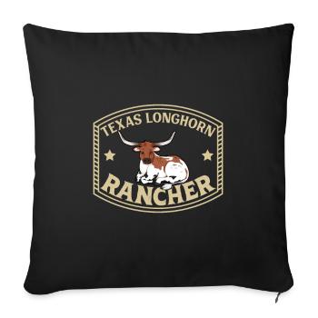 Longhorn Beef - Texas Longhorn Rancher - Sofa pillowcase 17,3'' x 17,3'' (45 x 45 cm) - black - Front