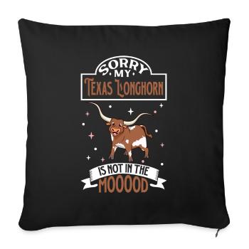 Not in the mood - Texas Longhorn - Sofa pillowcase 17,3'' x 17,3'' (45 x 45 cm) - black - Front