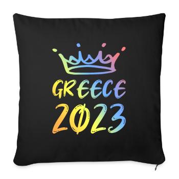 Greece 2023 - Sofa pillowcase 17,3'' x 17,3'' (45 x 45 cm) - black - Front