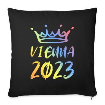 Vienna 2023 Wien - Sofa pillowcase 17,3'' x 17,3'' (45 x 45 cm) - black - Front