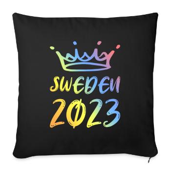 Suède 2023 - Housse de coussin décorative 45 x 45 cm - noir - Devant