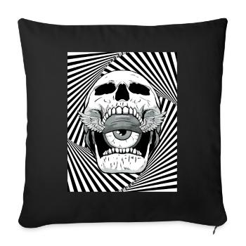 Ailes de globe oculaire de crâne esthétique bizarre - Housse de coussin décorative 45 x 45 cm - noir - Devant
