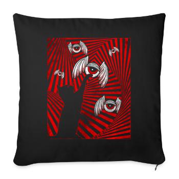 Weirdcore Aesthetic Black Cat Eyeballs Wings - Sofa pillowcase 17,3'' x 17,3'' (45 x 45 cm) - black - Front