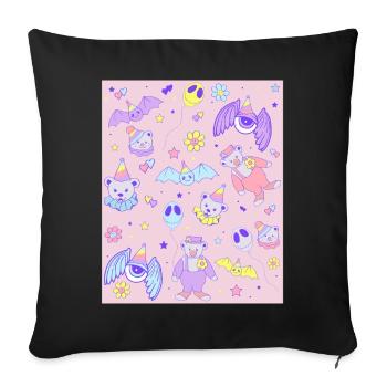 Esthétique bizarre Pastel Goth Clowncore Kidcore - Housse de coussin décorative 45 x 45 cm - noir - Devant