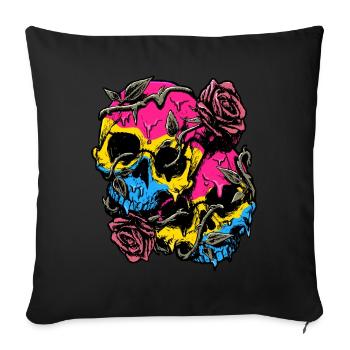 Pansexual Pride Pan Flag Skull Roses Subtil LGBTQ - Sofakissenbezug 45 x 45 cm - Schwarz - Vorne