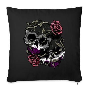 Asexual Pride Ace Flag Skull Roses Subtil LGBTQ - Housse de coussin décorative 45 x 45 cm - noir - Devant