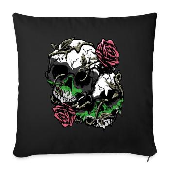 Demiromantic Pride Flag Skull Roses Subtle - Sofa pillowcase 17,3'' x 17,3'' (45 x 45 cm) - black - Front