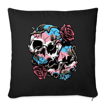 Transgender Stolz Trans Flagge Totenkopf Rosen Sub - Sofakissenbezug 45 x 45 cm - Schwarz - Vorne
