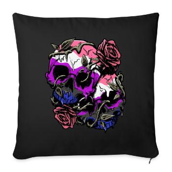 Genre Fluid Fierté Drapeau Crâne Roses Subtil LGB - Housse de coussin décorative 45 x 45 cm - noir - Devant