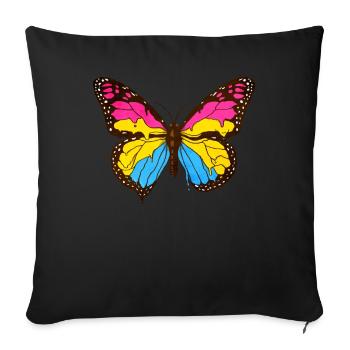 Pansexual Pride Pan Flag Butterfly Subtle - Sofa pillowcase 17,3'' x 17,3'' (45 x 45 cm) - black - Front