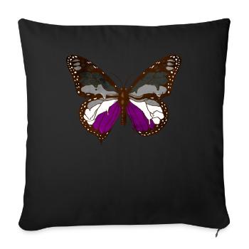 Asexual Pride Ace Flag Butterfly Subtle LG - Sofa pillowcase 17,3'' x 17,3'' (45 x 45 cm) - black - Front