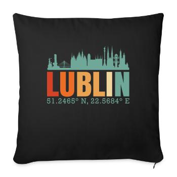 Pologne Lublin Skyline - Housse de coussin décorative 45 x 45 cm - noir - Devant