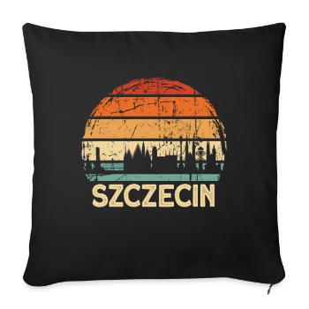 Pologne Szczecin Skyline - Housse de coussin décorative 45 x 45 cm - noir - Devant