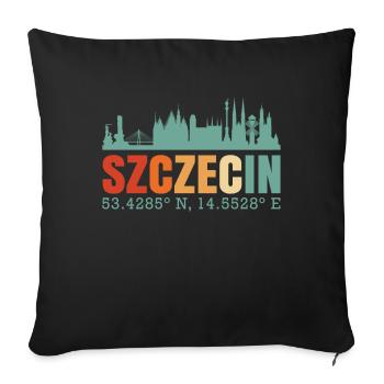 Pologne Szczecin Skyline - Housse de coussin décorative 45 x 45 cm - noir - Devant