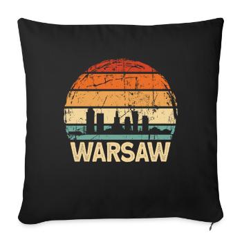 Pologne Varsovie Skyline - Housse de coussin décorative 45 x 45 cm - noir - Devant