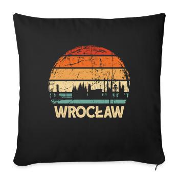 Pologne Wroclaw Skyline - Housse de coussin décorative 45 x 45 cm - noir - Devant