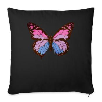 Transgender Pride Trans Flag Butterfly Subti - Sofa pillowcase 17,3'' x 17,3'' (45 x 45 cm) - black - Front