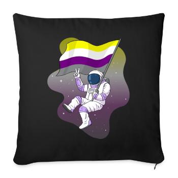 Nicht binär Stolz Flagge Raum Astronaut Subtil LGB - Sofakissenbezug 45 x 45 cm - Schwarz - Vorne