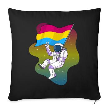 Pansexual Pride Pan Flag Space Astronaut Subtle - Sofa pillowcase 17,3'' x 17,3'' (45 x 45 cm) - black - Front