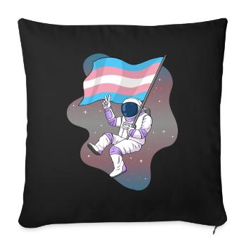 Transgender Pride Trans Flag Space Astronaut - Sofa pillowcase 17,3'' x 17,3'' (45 x 45 cm) - black - Front