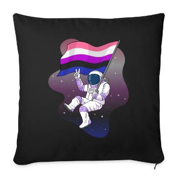 Gender Fluid Pride Flag Space Astronaut Subtle - Sofa pillowcase 17,3'' x 17,3'' (45 x 45 cm) - black - Front