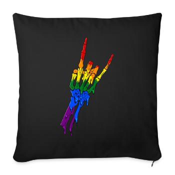 Gay Pride Rainbow Flag Devil Horn Ske - Sofa pillowcase 17,3'' x 17,3'' (45 x 45 cm) - black - Front