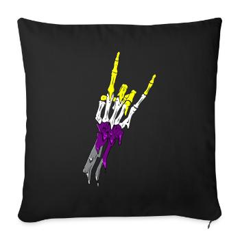 Non Binary Pride Flag Devil Horn Skeleton Subtle - Sofakissenbezug 45 x 45 cm - Schwarz - Vorne