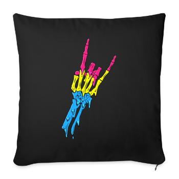 Pansexual Pride Pan Flag Devil Horn Skeleton - Sofa pillowcase 17,3'' x 17,3'' (45 x 45 cm) - black - Front
