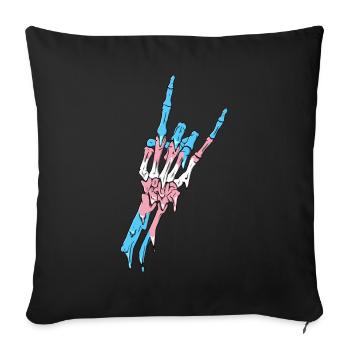 Transgender Pride Trans Flag Devil Horn Skeleton - Sofa pillowcase 17,3'' x 17,3'' (45 x 45 cm) - black - Front