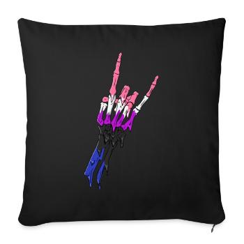 Genre Fluid Pride Flag Devil Horn Skeleton Subt - Housse de coussin décorative 45 x 45 cm - noir - Devant