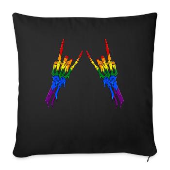Gay Pride Rainbow Flag Devil Horn Ske - Sofa pillowcase 17,3'' x 17,3'' (45 x 45 cm) - black - Front