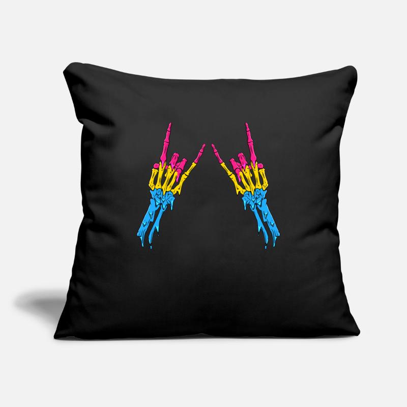 Pansexual Pride Pan Flag Devil Horn Skeleton Sofa pillowcase 17,3'' x 17,3'' (45 x 45 cm)