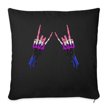 Genre Fluid Pride Flag Devil Horn Skeleton Subt - Housse de coussin décorative 45 x 45 cm - noir - Devant