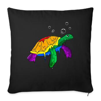 Gay Pride Rainbow Flag Sea Turtle - Housse de coussin décorative 45 x 45 cm - noir - Devant