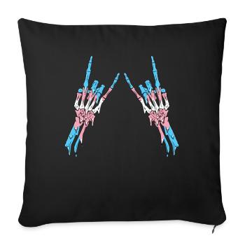 Transgender Pride Trans Flag Devil Horn Skeleton - Sofa pillowcase 17,3'' x 17,3'' (45 x 45 cm) - black - Front