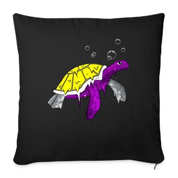 Non Binary Pride Flag Sea Turtle Subtle - Sofa pillowcase 17,3'' x 17,3'' (45 x 45 cm) - black - Front