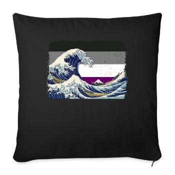 Asexual Pride Ace Flag Big Wave Off Kanaga - Sofa pillowcase 17,3'' x 17,3'' (45 x 45 cm) - black - Front