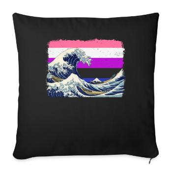 Gender Fluid Pride Flag Big Wave off Kanagawa - Sofa pillowcase 17,3'' x 17,3'' (45 x 45 cm) - black - Front