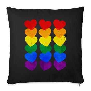 Gay Pride Rainbow Flag Hearts Subtle - Sofa pillowcase 17,3'' x 17,3'' (45 x 45 cm) - black - Front